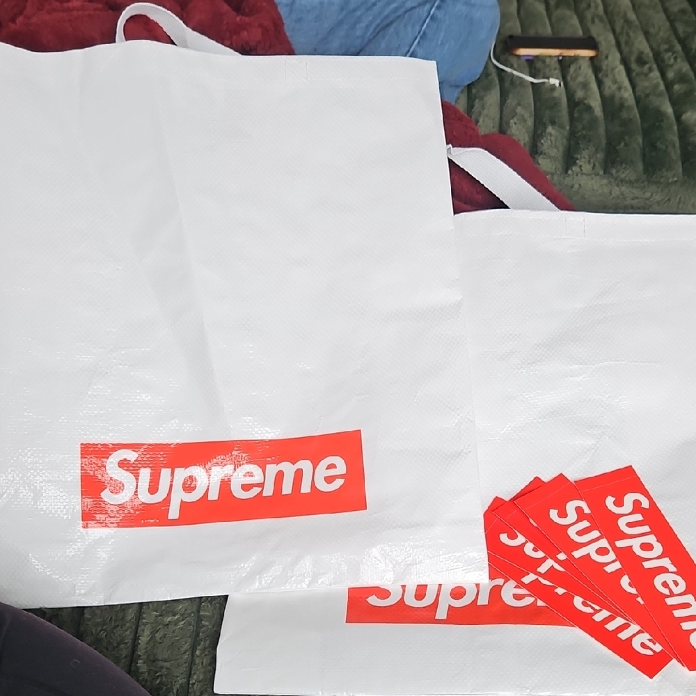 Supreme White Tote with Red Accents Bundle Free See Description